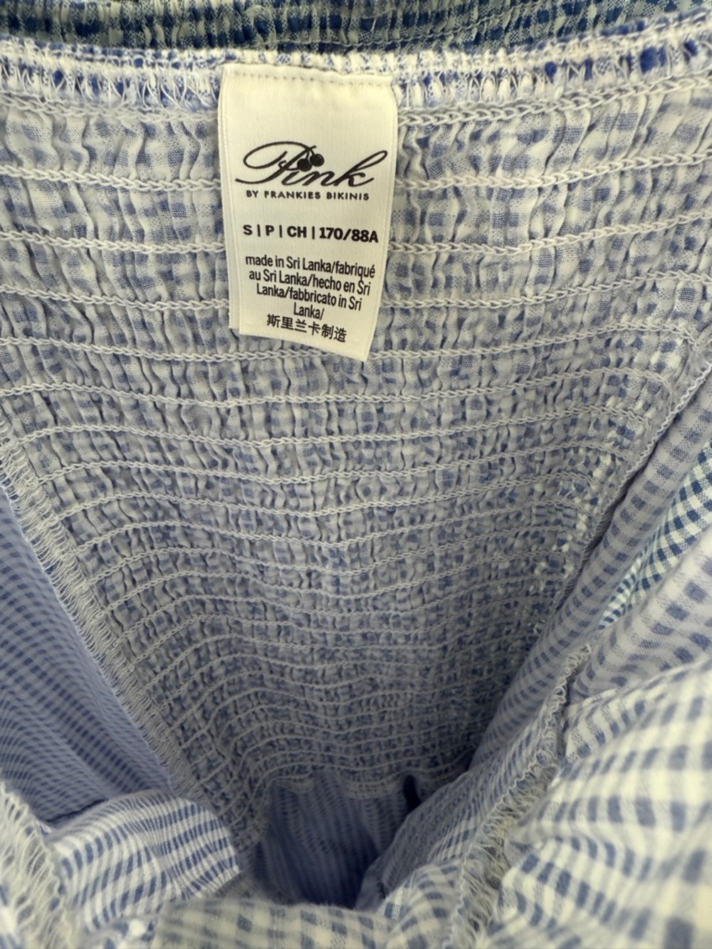 Frankie’s Bikinis Indiana Blue Gingham Button-Front Sundress with Lace Trim - Picture 4 of 5